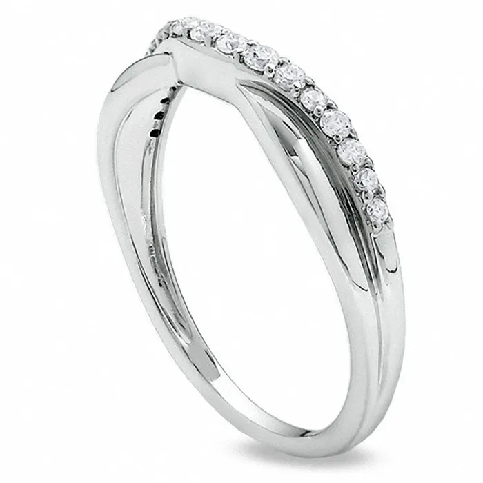 Rings Goldia Previously Owned 033 CT TW Natural Diamond Twist Contour Band in Solid 14K White Gold Rings Goldia Previously Owned 033 CT TW Natural Diamond Twist Contour Band in Solid 14K White Gold