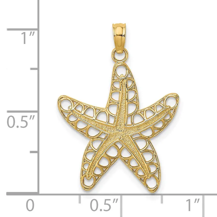 14K CutOut Starfish Charm TreasureFineJewelers Charm Necklaces