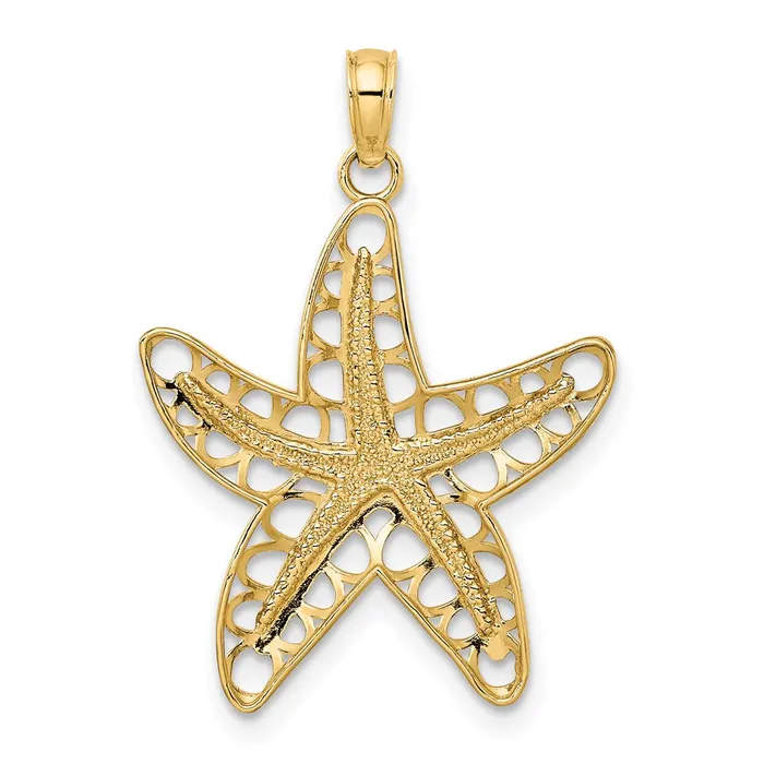 14K CutOut Starfish Charm TreasureFineJewelers Charm Necklaces