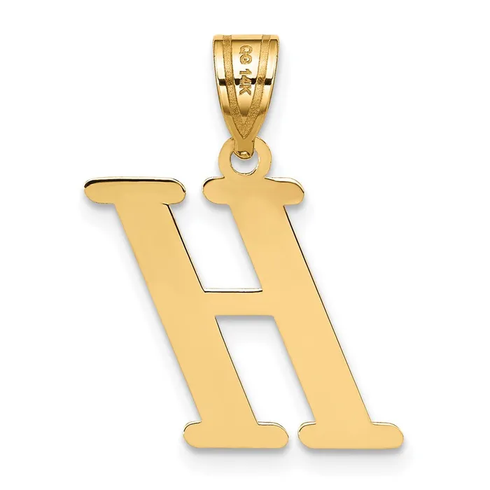 14k Yellow Gold Polished Letter H Initial Pendant TreasureFineJewelers Necklaces