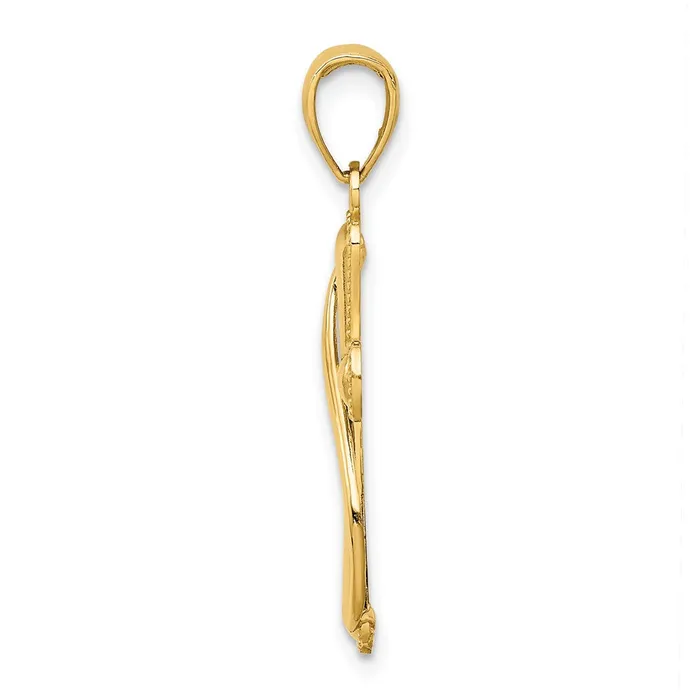 Charm Necklaces TreasureFineJewelers 14K Cross With Drape Charm