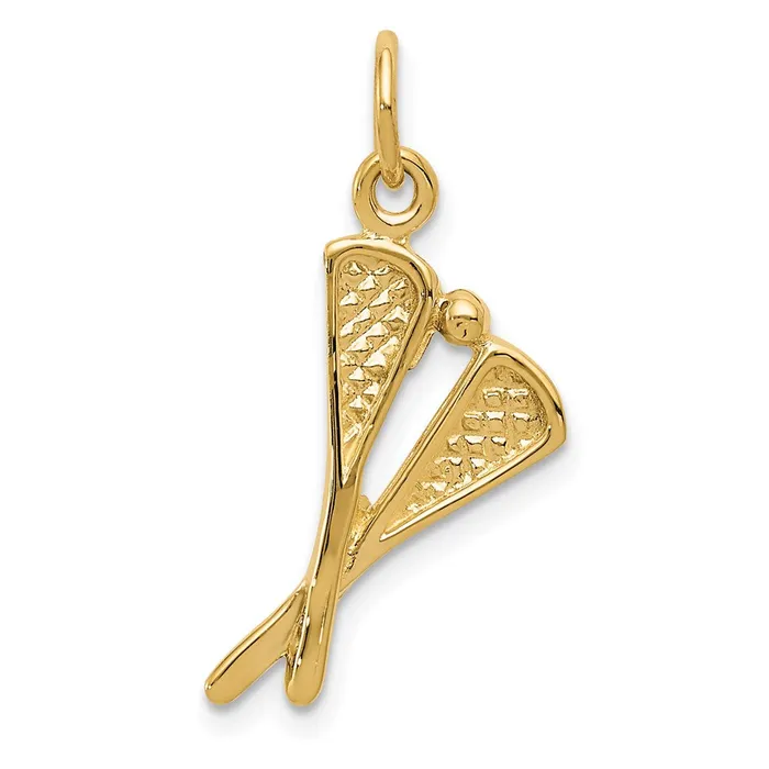 Charm Necklaces TreasureFineJewelers 14k Polished Lacrosse Sticks Charm