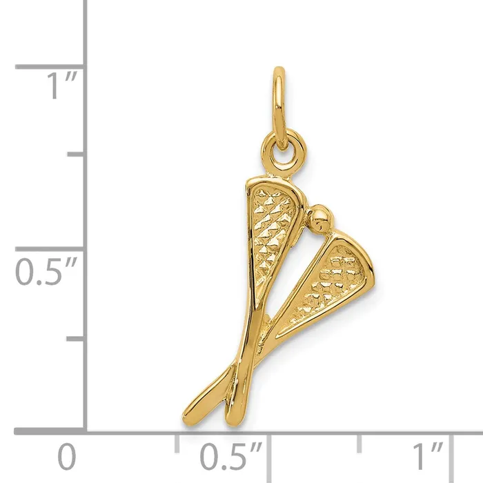 Charm Necklaces TreasureFineJewelers 14k Polished Lacrosse Sticks Charm
