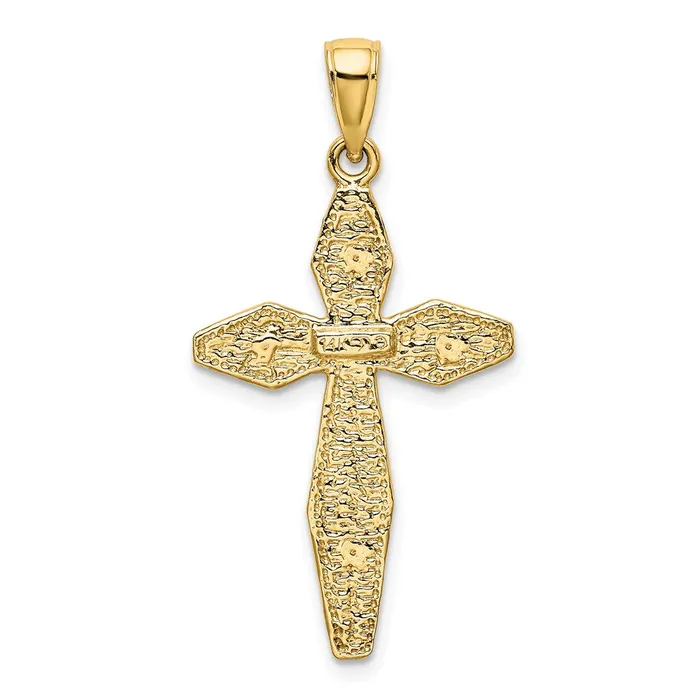 Charm Necklaces TreasureFineJewelers 14K Textured Cross Charm