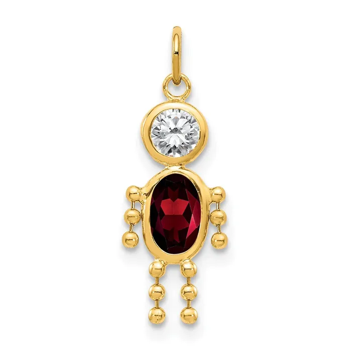 Charm Necklaces TreasureFineJewelers 14k Yellow Gold January Boy Birthstone Charm
