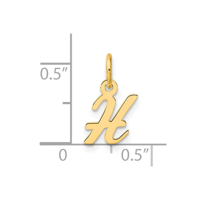 Charm Necklaces TreasureFineJewelers 14k Yellow Gold Small Script Letter H Initial Charm