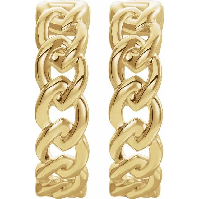 Earrings TreasureFineJewelers 14K Yellow Gold 196 mm Chain Link Hoop Earrings