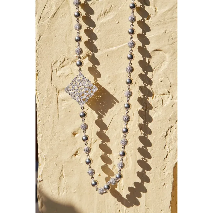 Ema Jewels Necklaces Eve Crystal Sterling Silver Necklace Earring SET