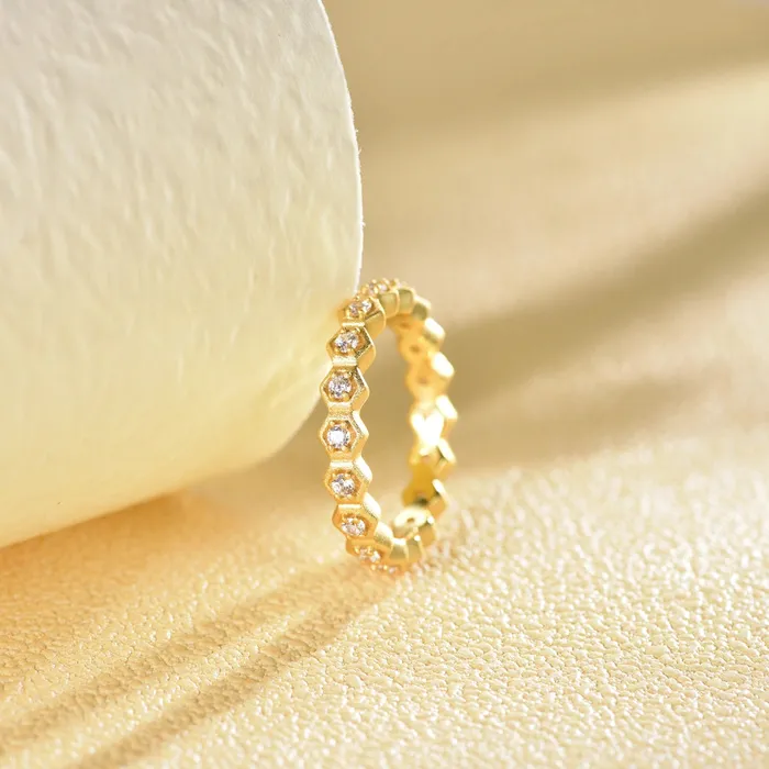 Honeycomb With Honey Ring Life With MaKs Honeycomb Bee Kind Jewelry Collection Trendolla Jewelry Rings