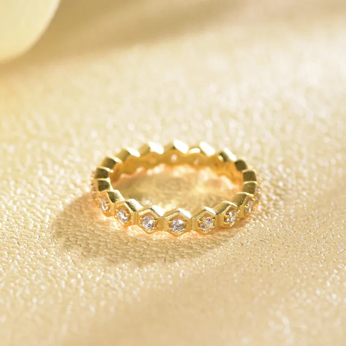 Honeycomb With Honey Ring Life With MaKs Honeycomb Bee Kind Jewelry Collection Trendolla Jewelry Rings