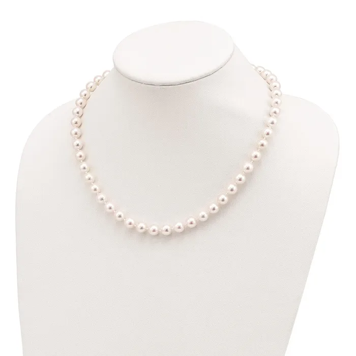 Necklaces 14k 89mm Round White Gold Saltwater Akoya Cultured Pearl Necklace TreasureFineJewelers