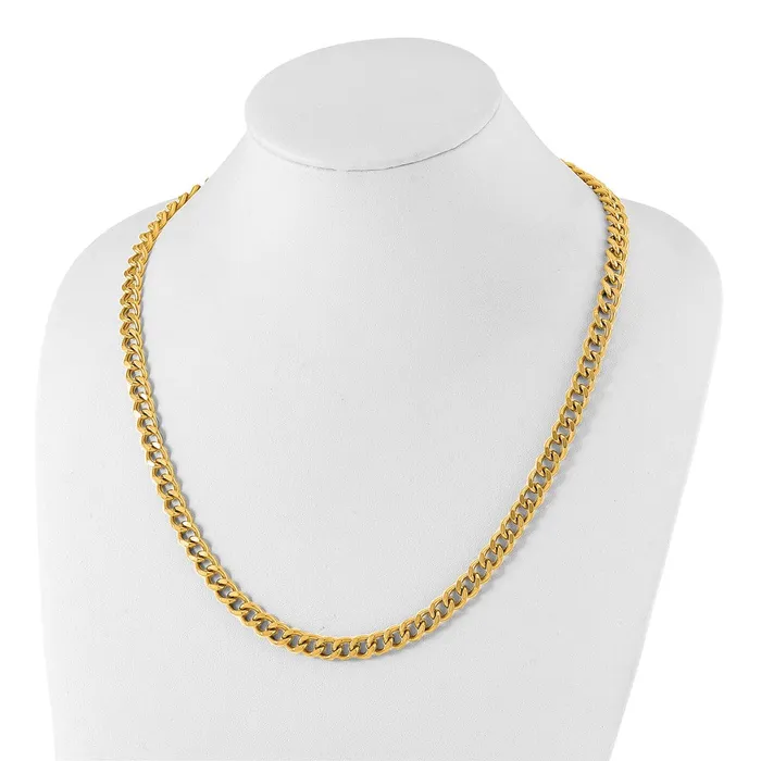 Necklaces TreasureFineJewelers Stainless Steel Polished Yellow IP 24in Curb 8mm Chain Necklace