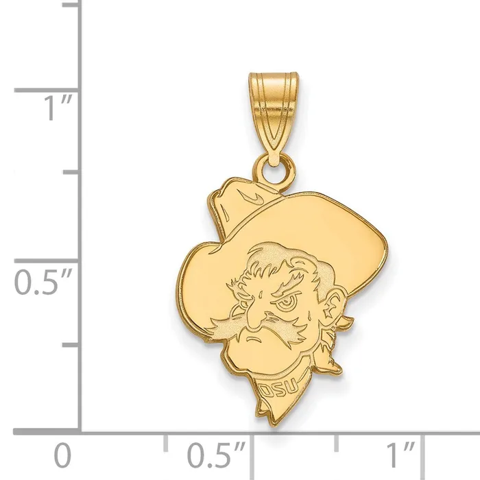 Necklaces TreasureFineJewelers Sterling Silver Goldplated Oklahoma State University Cowboy Large Pendant