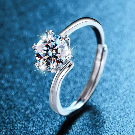 Rings Snowflake Moissanite Adjustable Openended Ring Trendolla Jewelry