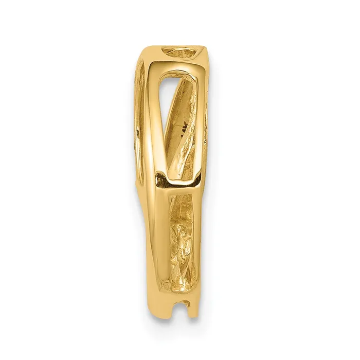 Rings TreasureFineJewelers 14k Yellow Gold 32mm VS Diamond Three Stone Circles Chain Slide