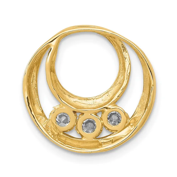 Rings TreasureFineJewelers 14k Yellow Gold 32mm VS Diamond Three Stone Circles Chain Slide