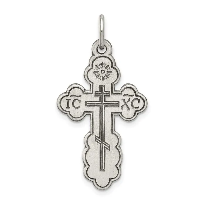 Rings TreasureFineJewelers Sterling Silver Eastern Orthodox Cross Charm