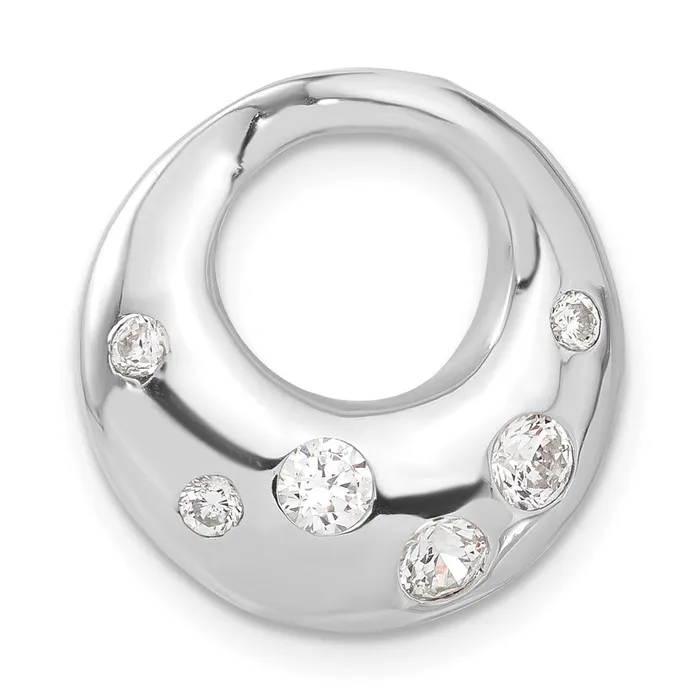 Sterling Silver Rhodiumplated CZ Circle Pendant Slide TreasureFineJewelers Necklaces