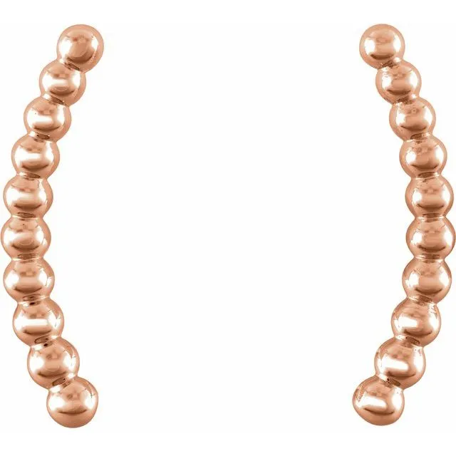 TreasureFineJewelers Earrings 14K Rose Beaded Ear Climbers