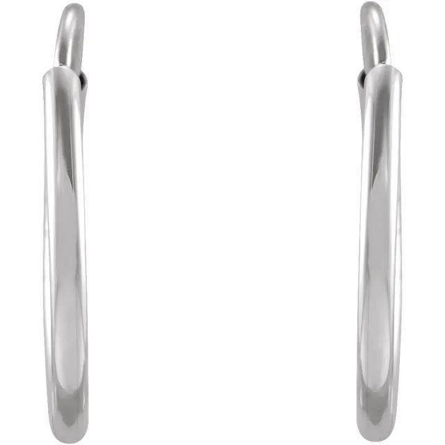TreasureFineJewelers Earrings 14K White Gold 12 mm Flexible Endless Huggie Earrings
