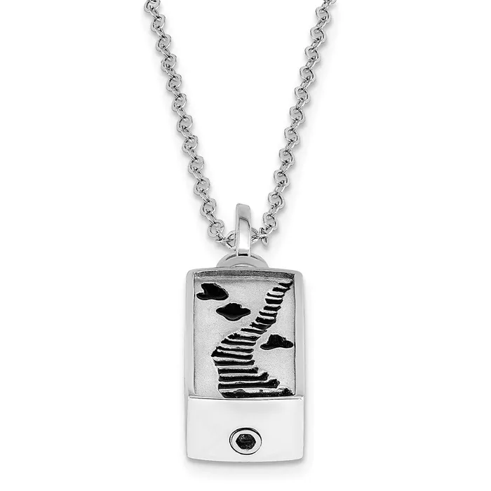 TreasureFineJewelers Necklaces Sentimental Expressions Sterling Silver Rhodiumplated Enameled Stairway to Heaven Ash Holder 18in Necklace