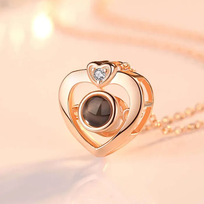 Trendolla Jewelry Necklaces Romantic Heart Projective Photo for Girlfriend Necklace With Picture Inside