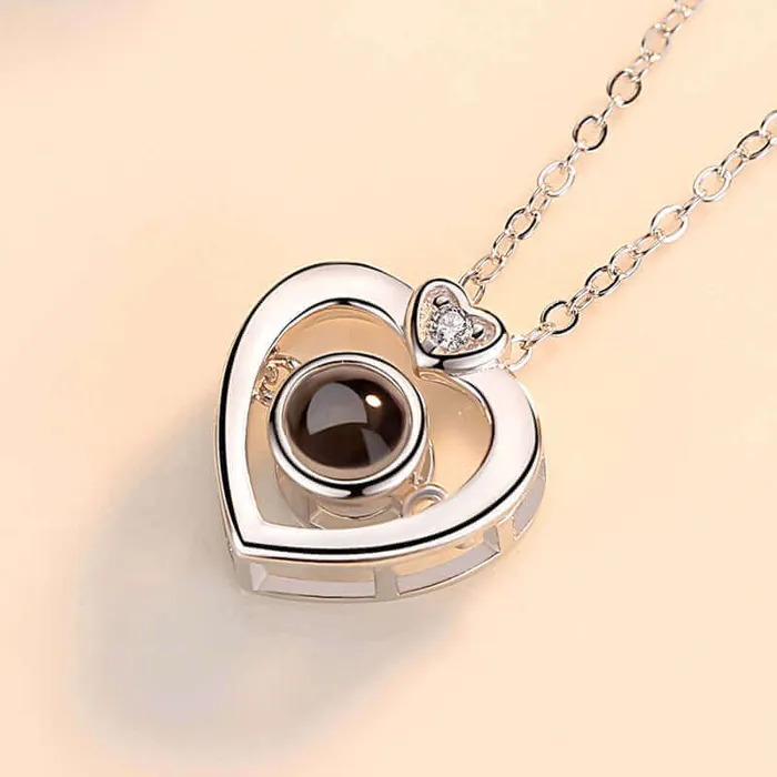 Trendolla Jewelry Necklaces Romantic Heart Projective Photo for Girlfriend Necklace With Picture Inside