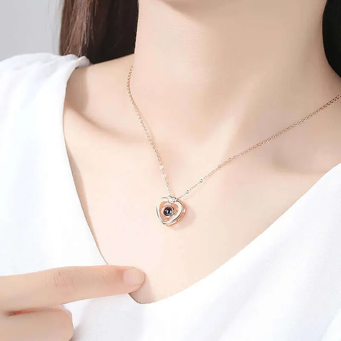 Trendolla Jewelry Necklaces Romantic Heart Projective Photo for Girlfriend Necklace With Picture Inside