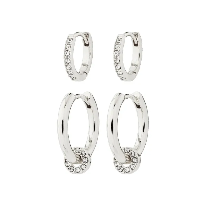 Pilgrim Earrings Scottie Silver Plated Hoop Set