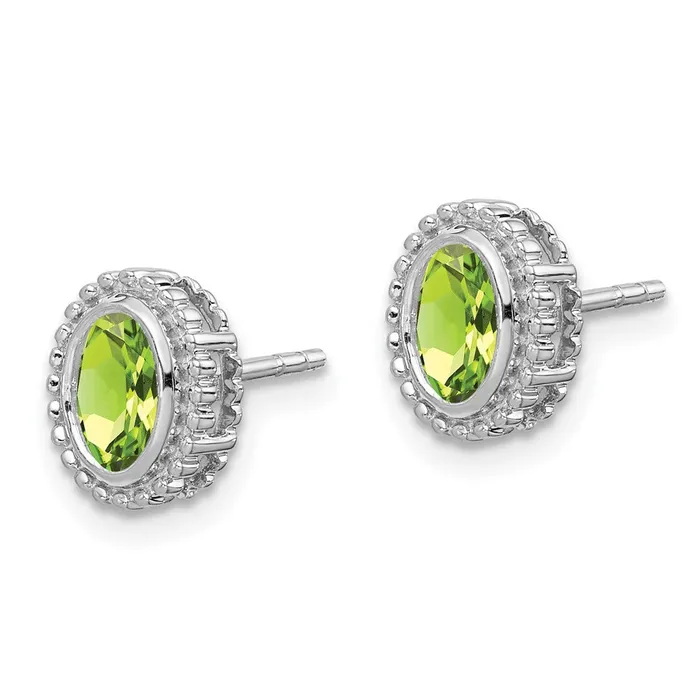 14k White Gold Oval Peridot Post EarringsWBCEM7202PEW WB Choice Jewelry Earrings 14k White Gold Oval Peridot Post EarringsWBCEM7202PEW WB Choice Jewelry Earrings