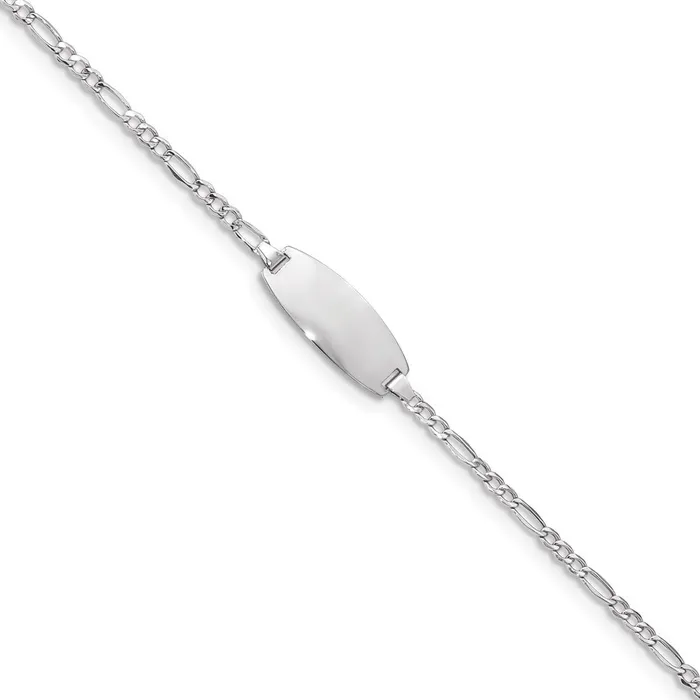 Bracelets 14k White Gold SemiSolid Oval Figaro ID BraceletWBCDCID143W6 WB Choice Jewelry