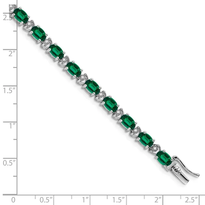 Bracelets WB Choice Jewelry 14k White Gold Oval Created Emerald and Diamond BraceletWBCBM7147EM010WA Bracelets WB Choice Jewelry 14k White Gold Oval Created Emerald and Diamond BraceletWBCBM7147EM010WA