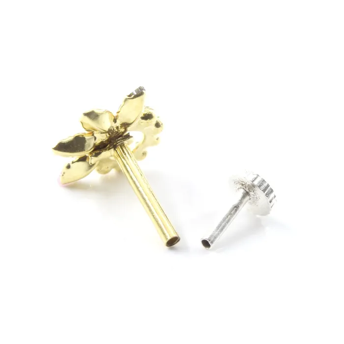 Earrings Karizma Jewels Ethnic Real Sterling Silver Multi CZ Women Nose Stud Push Pin