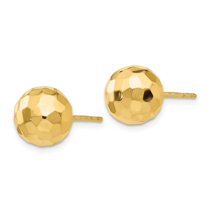 Earrings WB Choice Jewelry 14K Gold Polished and Diamond Cut 95MM Ball Post EarringsWBCH1014 Earrings WB Choice Jewelry 14K Gold Polished and Diamond Cut 95MM Ball Post EarringsWBCH1014