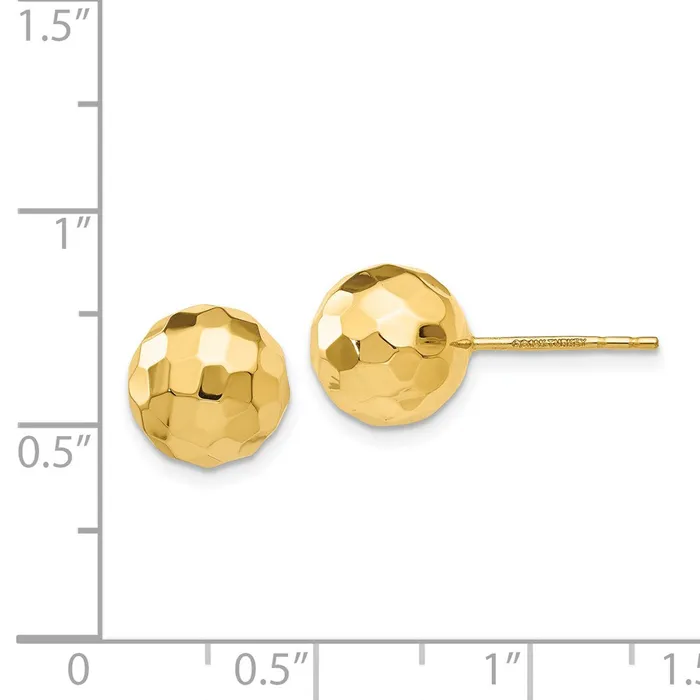 Earrings WB Choice Jewelry 14K Gold Polished and Diamond Cut 95MM Ball Post EarringsWBCH1014 Earrings WB Choice Jewelry 14K Gold Polished and Diamond Cut 95MM Ball Post EarringsWBCH1014