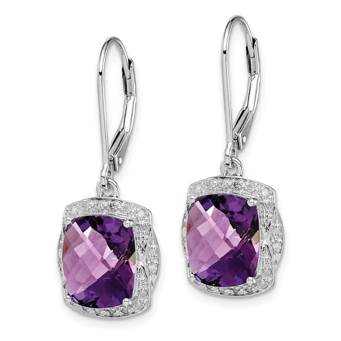 Earrings WB Choice Jewelry Sterling Silver Rhodiumplated Diamond Amethyst EarringsWBCQE10143AM