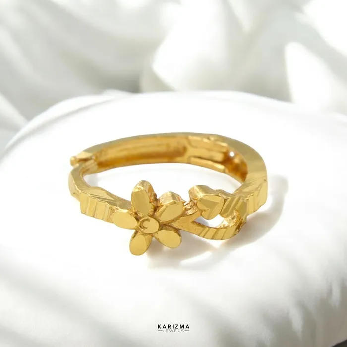 Karizma Jewels Rings 18K Real Gold Indian Women flower style Nose Hoop Ring 22g