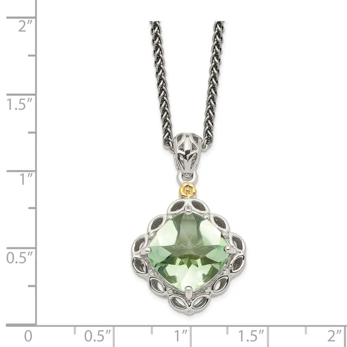 Necklaces WB Choice Jewelry Sterling Silver w14k Green Quartz NecklaceWBCQTC903