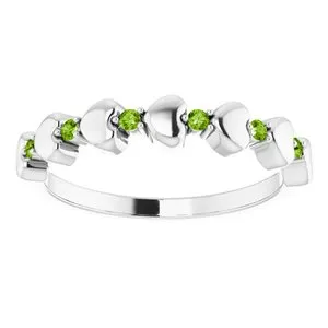 Rings 14K White Peridot Stackable Heart Ring 71999640PSTWBC WB Choice Jewelry