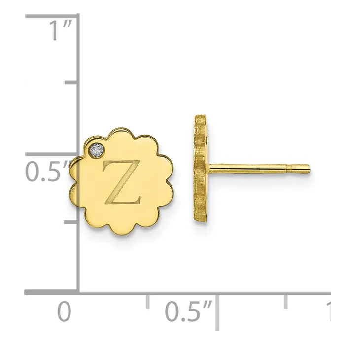 WB Choice Jewelry 10KY Initial Flower with Diamond Post EarringsWBC10XNE154Y Earrings WB Choice Jewelry 10KY Initial Flower with Diamond Post EarringsWBC10XNE154Y Earrings