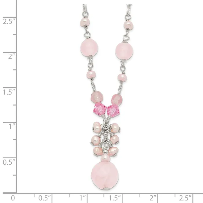 WB Choice Jewelry Necklaces Sterling Silver RoseCherry QuartzPink CrystalPink FWC Pearl NecklaceWBCQH202716