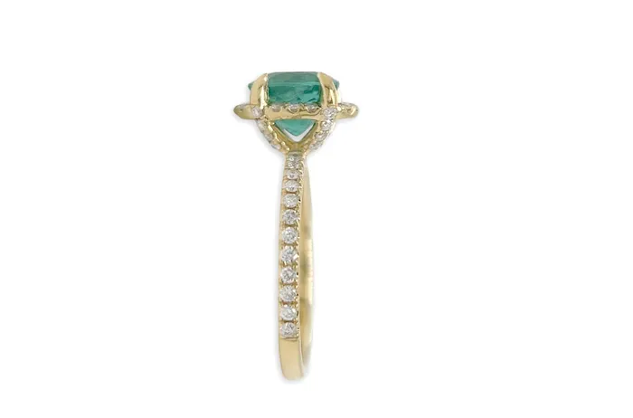 Albert Hern Ring 18kt Gold Round Emerald Diamonds Rings Albert Hern Ring 18kt Gold Round Emerald Diamonds Rings