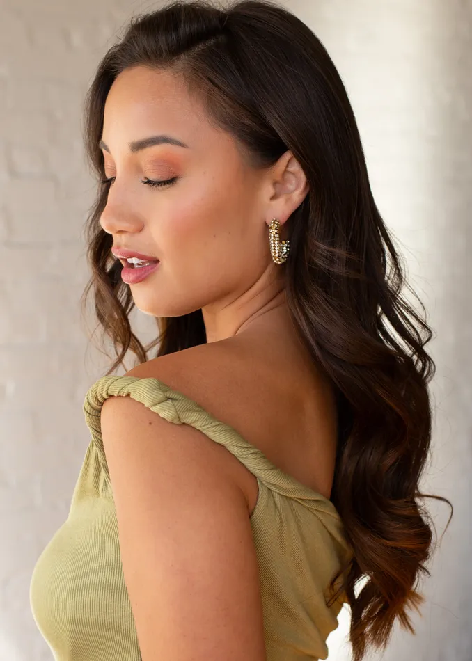 panacheaccessories PreStyled Sets Luxe Gold Rhinestone Rounded Hoops