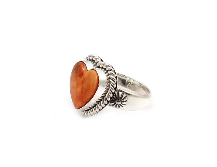 Rings Artie Yellowhorse Orange Spiny Oyster Heart Ring Rings Artie Yellowhorse Orange Spiny Oyster Heart Ring