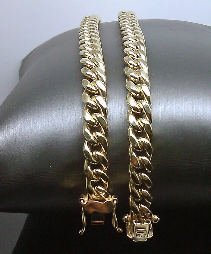 10k Yellow Gold 8mm Cuban Link Chain 30 Necklace Box Clasp 10kt Real Gold Gold and Diamond Necklaces