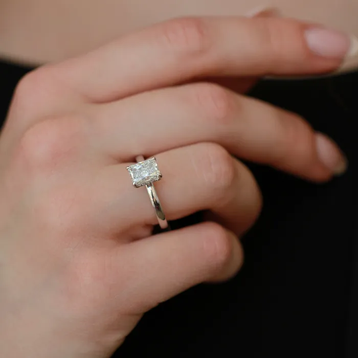 14kt White Gold 158cttw Radiant Cut Canadian Diamond Hidden Halo Engagement Ring Maple Leaf Diamonds Rings