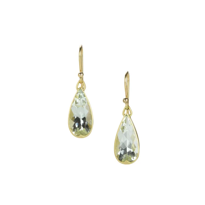Earrings Gabriella Kiss Faceted Teardrop Green Beryl Earrings