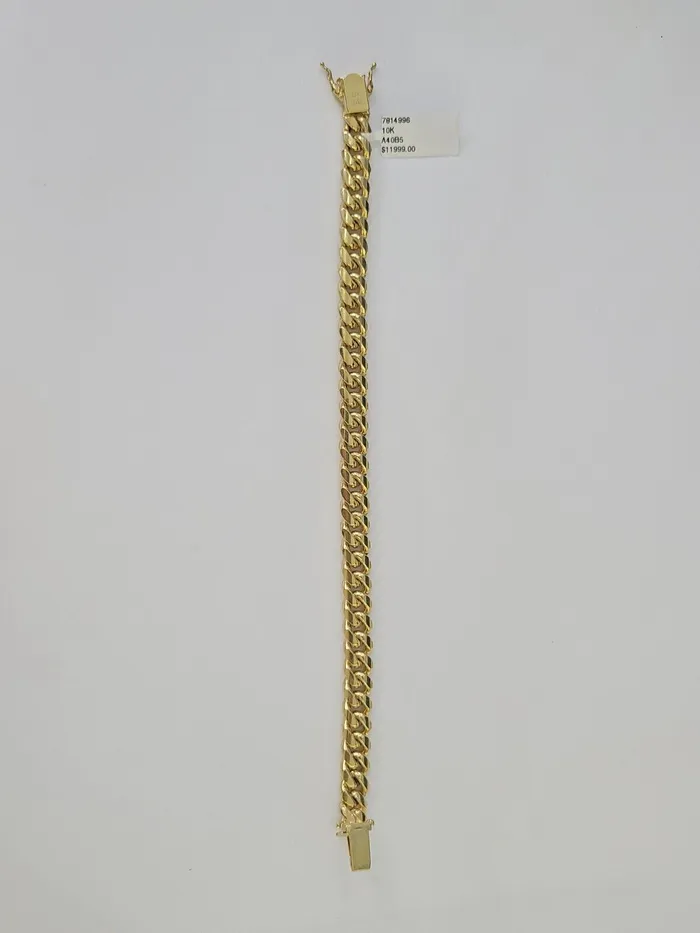Gold and Diamond Bracelets Real 10k Miami Cuban Link Bracelet Gold 8mm 8 Box Lock 10kt Yellow Gold