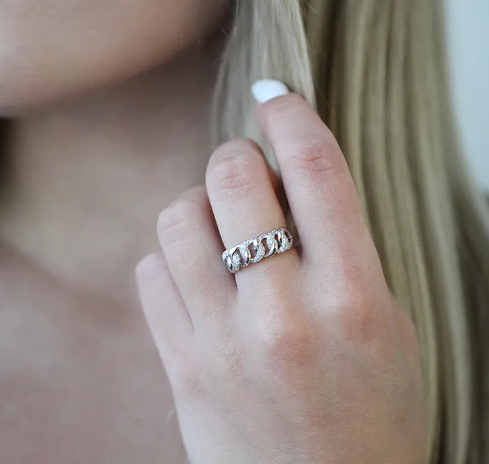 Independent Jewellers Rings 10kt White Gold 020cttw Diamond Chain Ring