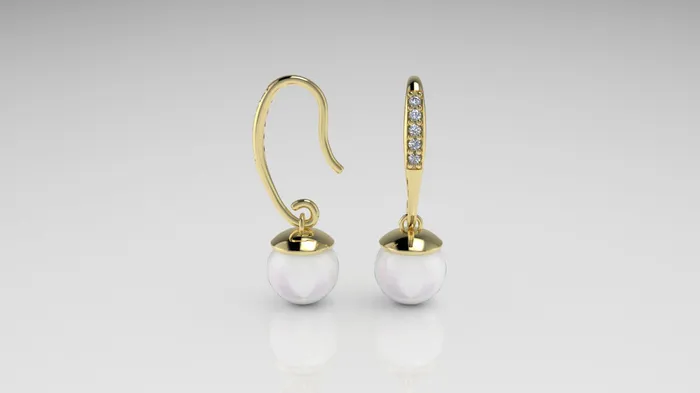 JCM DESIGN JEWELRY Earrings 14k Earrings with 10 DIAMOND VS1 and 2 PEARL stt Prongs